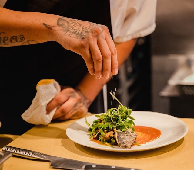chef prepping dish